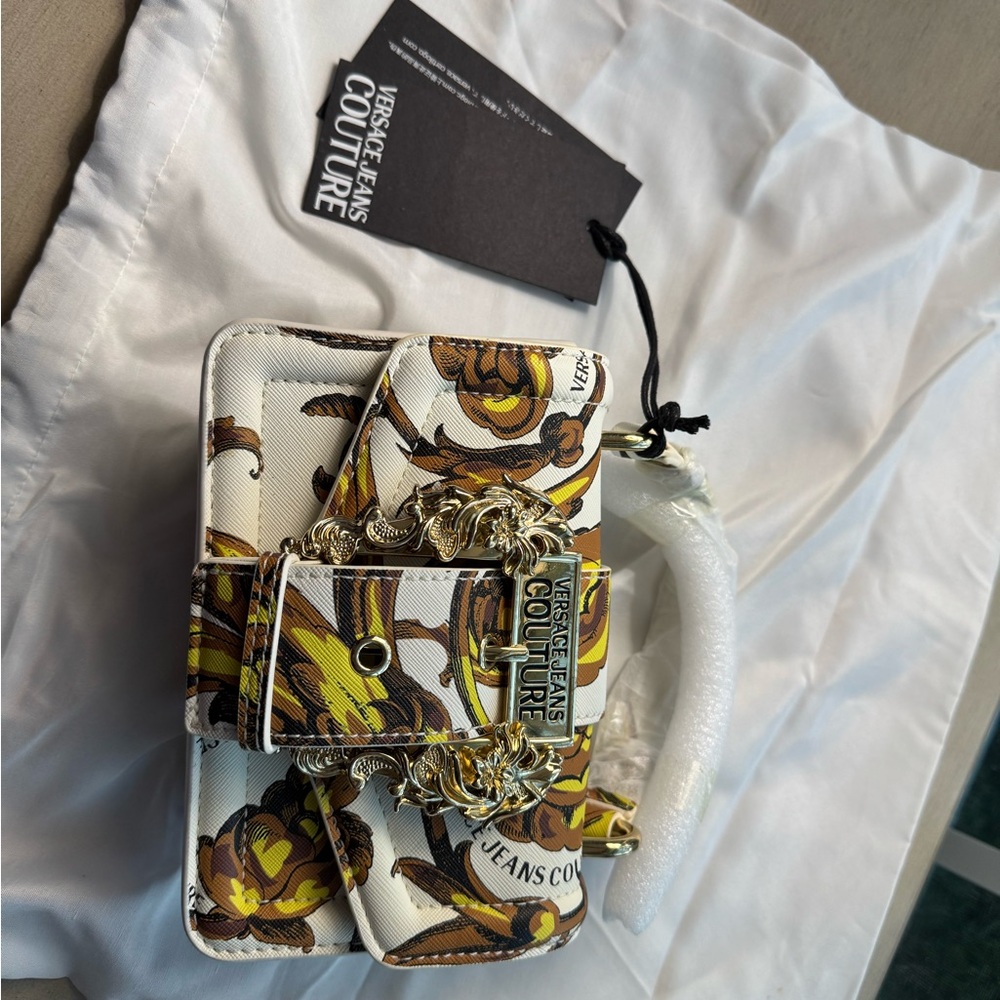 Versace Jeans Collection Mini Bag in White and Gold